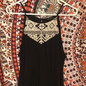 Black high neck embroidered tank top size M